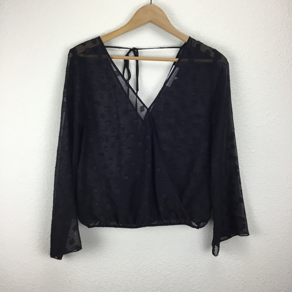 black sheer wrap top